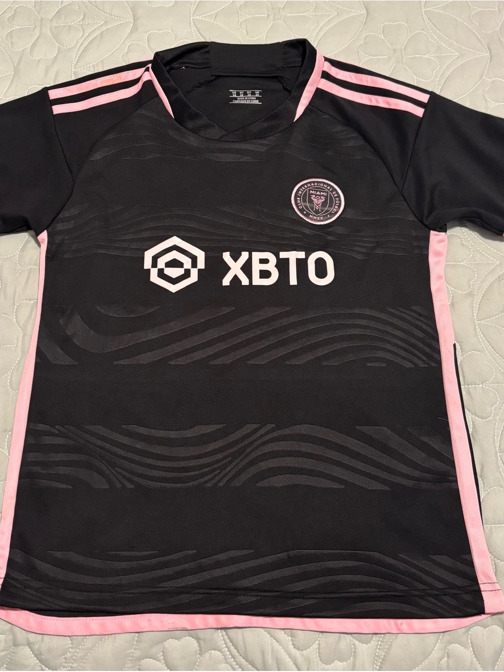 Inter Miami Kids' Black & Pink Short Sleeve Soccer Jersey size 10-12